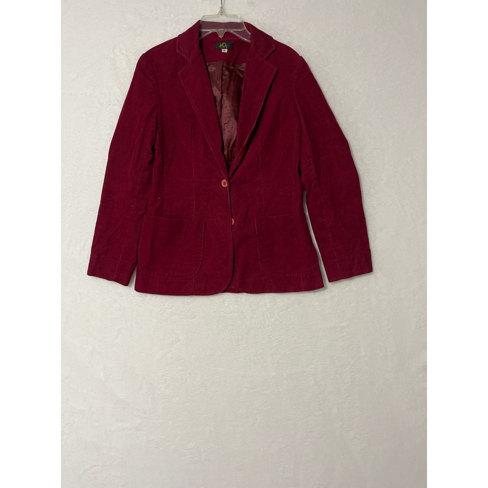 KG Women Burgundy Corduroy Blazer Jacket Size 6 Red Ribbed Two Button Coat
